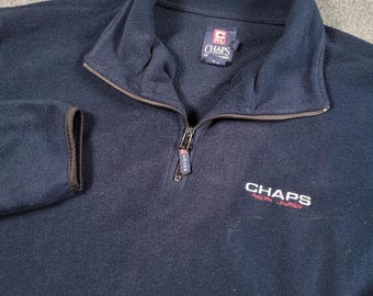 Vintage Chaps Ralph Lauren Pullover Fleece Sweater Mens Large 1/4 Zip Navy Blue