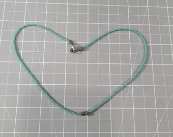 Vintage Turquoise Beaded Necklace Sterling Silver Spacers Southwestern Style