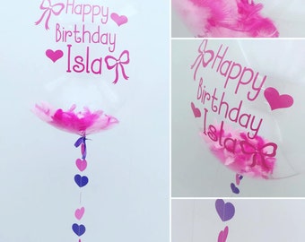 Personalised Feather Bubble Balloon In A Box