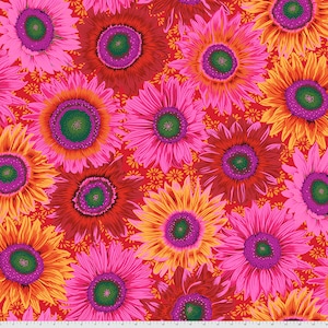 Kaffe Fassett fabric Philip Jacobs fabric Van Gogh PJ111 Red Sewing Quilting floral freespirit 100% Cotton fabric by the yard