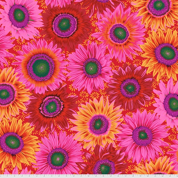 Kaffe Fassett fabric Philip Jacobs fabric Van Gogh PJ111 Red Sewing Quilting floral freespirit 100 Cotton fabric by the yard
