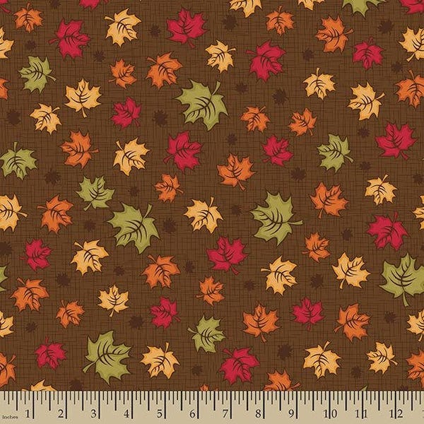 Patrick Lose fabric AP Maple Leaf Brown 21248 red green yellow  orange autumn leaves floral sew quilt apparel home decor fabric by the yard