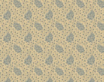 Cotton Fabric CRANBERRY FERN LEAF ON OLD GOLD Judie Rothermel 1860-80  1 Yd/44" 