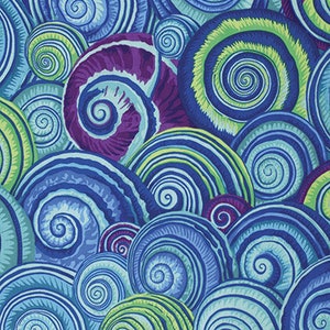 Kaffe Fassett fabric Philip Jacobs Fall 2017 Spiral Shells PJ73 Blue purple green 100% Cotton Sew Quilt fabric by the yard freespirit