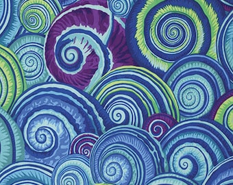 Kaffe Fassett fabric Philip Jacobs Fall 2017 Spiral Shells PJ73 Blue purple green 100% Cotton Sew Quilt fabric by the yard freespirit