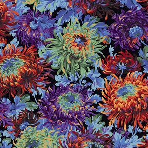 Kaffe Fassett fabric Phillip Jacobs Fall 2016 Shaggy PJ72 Black purple green blue floral 100% Cotton Sew Quilt by the yard freespirit