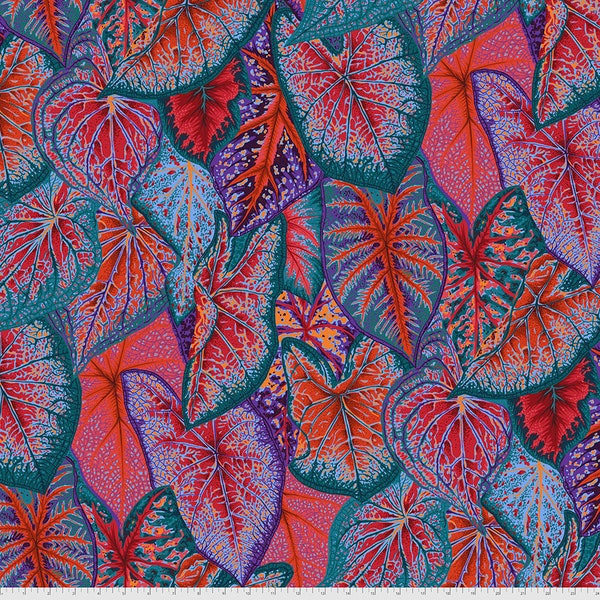 Kaffe Fassett fabric Philip Jacobs fabric Caladiums PJ108 Red Sewing Quilting fabric floral freespirit 100% Cotton fabric by the yard