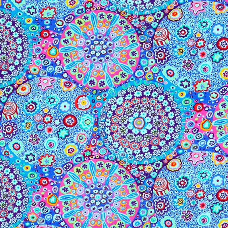 Kaffe Fassett fabric Classics Millefiore GP92 Aqua Pink blue green purple 100% Cotton Sew Quilt fabric freespirit by the yard image 1