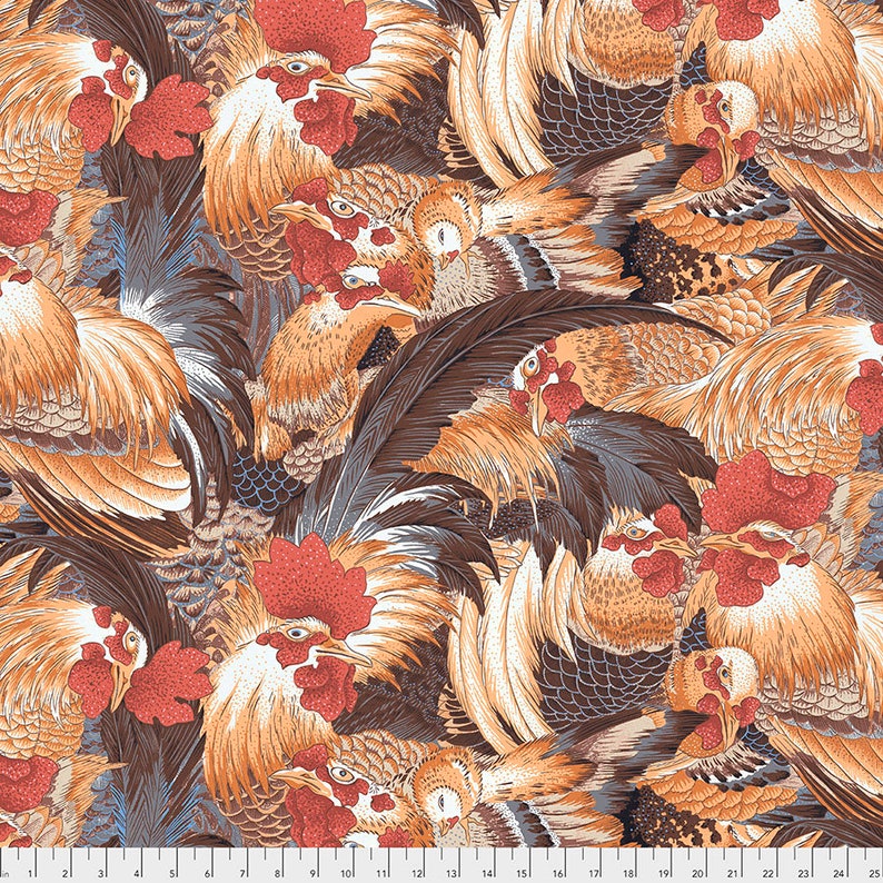 Snow Leopard Designs fabric Neddys Meadow fabric Roosters SL80 | Etsy