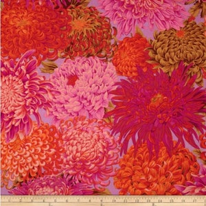 Kaffe Fassett fabric Phillip Jacobs Japanese Chrysanthemum PJ41 Pink floral 100% Cotton Sew Quilt per yard freespirit