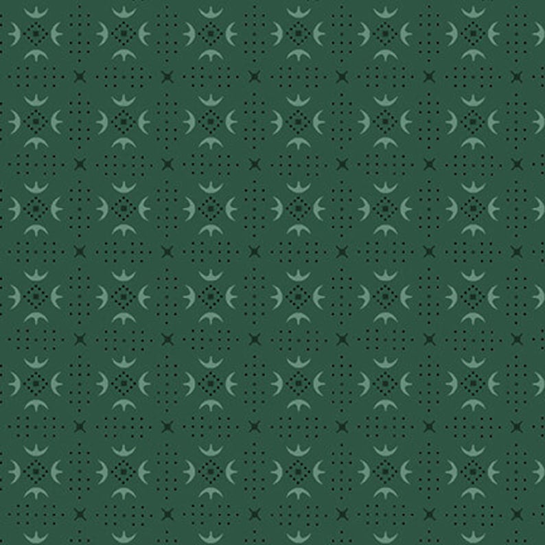 Pode incluir: Um padr&atilde;o sem costura com um design geom&eacute;trico repetitivo. O padr&atilde;o apresenta um fundo verde escuro com formas geom&eacute;tricas pretas e brancas.