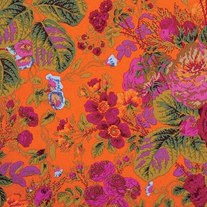 Kaffe Fassett fabric Phillip Jacobs Stash Gradi Floral PJ53 Tomato red purple green  flowers floral sewing quilting 100% cotton by the yard