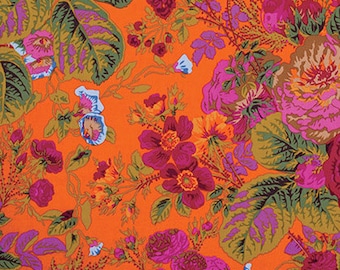Kaffe Fassett fabric Phillip Jacobs Stash Gradi Floral PJ53 Tomato red purple green  flowers floral sewing quilting 100% cotton by the yard