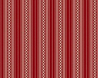 Garnets and Gingham reproduction fabric Kim Diehl Textured Stripe 1354-88 Garnet 100% cotton by the yard