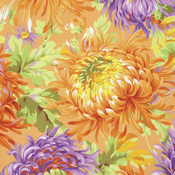 Kaffe Fassett fabric Phillip Jacobs Fall 2016 Shaggy PJ72 Yellow orange green purple floral 100% Cotton Sew Quilt freespirit by the yard