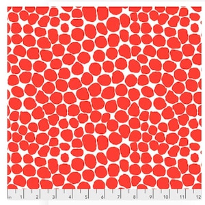 Jumble fabric Brandon Mabley fabric BM53 Scarlet red white spots dots abstract 100% cotton fabric sewing quilting fabric by the yard