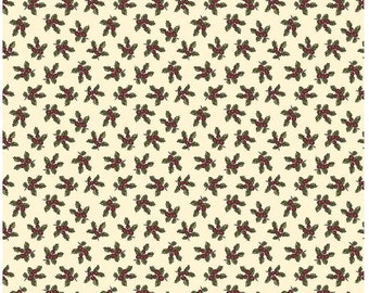Christmas at Buttermilk Acres fabric Holly Stacy West fabric Berries cream leaves C10903 Cream Sewing Quilting 100% cotton by yard