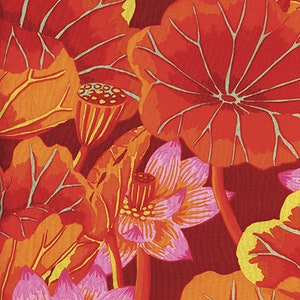 Kaffe Fassett fabric Classics Lake Blossoms fabric GP93 Red pink floral flowers 100% Cotton Sewing Quilting fabric freespirit by the yard