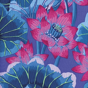 Kaffe Fassett fabric Classics Lake Blossoms GP93 blue Pink green floral flowers 100% Cotton Sewing Quilting fabric freespirit by the yard
