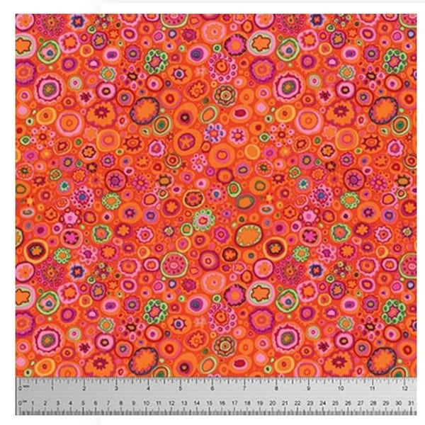 Kaffe Fassett fabric paperweight GP20 red pink green orange purple circles abstact 100% Cotton Sewing Quilting fabric freespirit by the yard