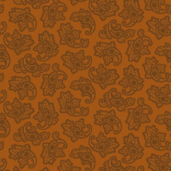 Right as Rain fabric Civil War 1800's Kim Diehl fabric Delicat Paisley 9837-30 Orange Sewing Quilting 100% cotton by yard