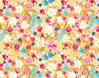 Katrinka fabric Nature's Contours Ditsy Floral KA24 Buttercup sewing quilting fabric FreeSpirit 100% cotton fabric by the yard