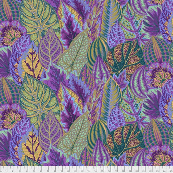 Kaffe Fassett fabric Phillip Jacobs Coleus PJ30 Lavender purple green yellow blue floral 100% Cotton Sew Quilt freespirit by the yard