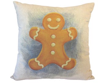 Gingerbread Man Cushion, Christmas Decor Pillow, Festive Throw Pillow, Gingerbread themed decor