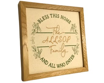 Bless This Home Personalised Embroidered Art (unframed)