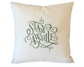 Stay Awhile Cushion cover, Hallway decor, Guest bedroom decor, Holiday home decor