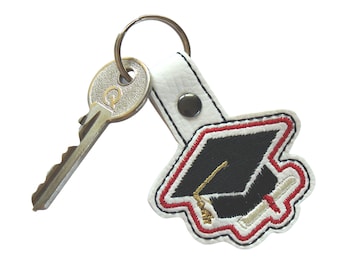 Graduation Key Fob, Graduation Gifts, Mortar Board and scroll