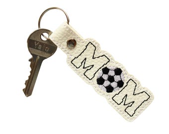 Football Soccer Mom Keyfob | Sports Mom Keyring | Sports Keyfob | Gifts for Mums | Faux Leather Keyfob