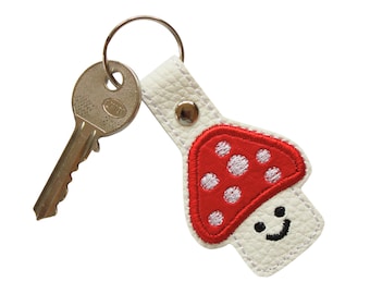 Cute Toadstool Mushroom Keychain | Red & White Mushroom Key Fob | Kawaii Woodland Keyring | Gift for Mushroom Lovers | Toadstool Gift Ideas