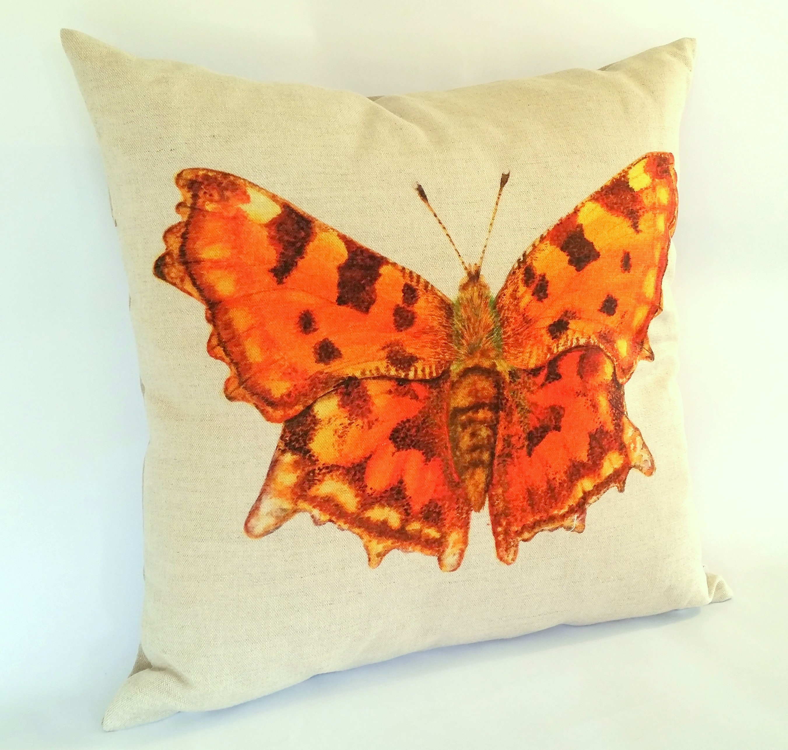 Orange Comma Butterfly Cushion Cover British Butterflies Etsy