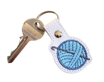 Embroidered Crochet Keyfob, Crochet Lover Gift