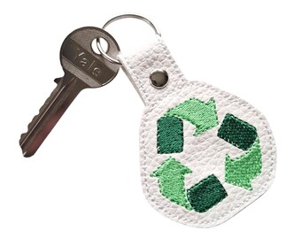Llavero con logo de reciclaje, llavero con símbolo de reciclaje, regalo ecológico de reciclaje, regalo con temática medioambiental, regalo para rellenar calcetines navideños con temática ecológica