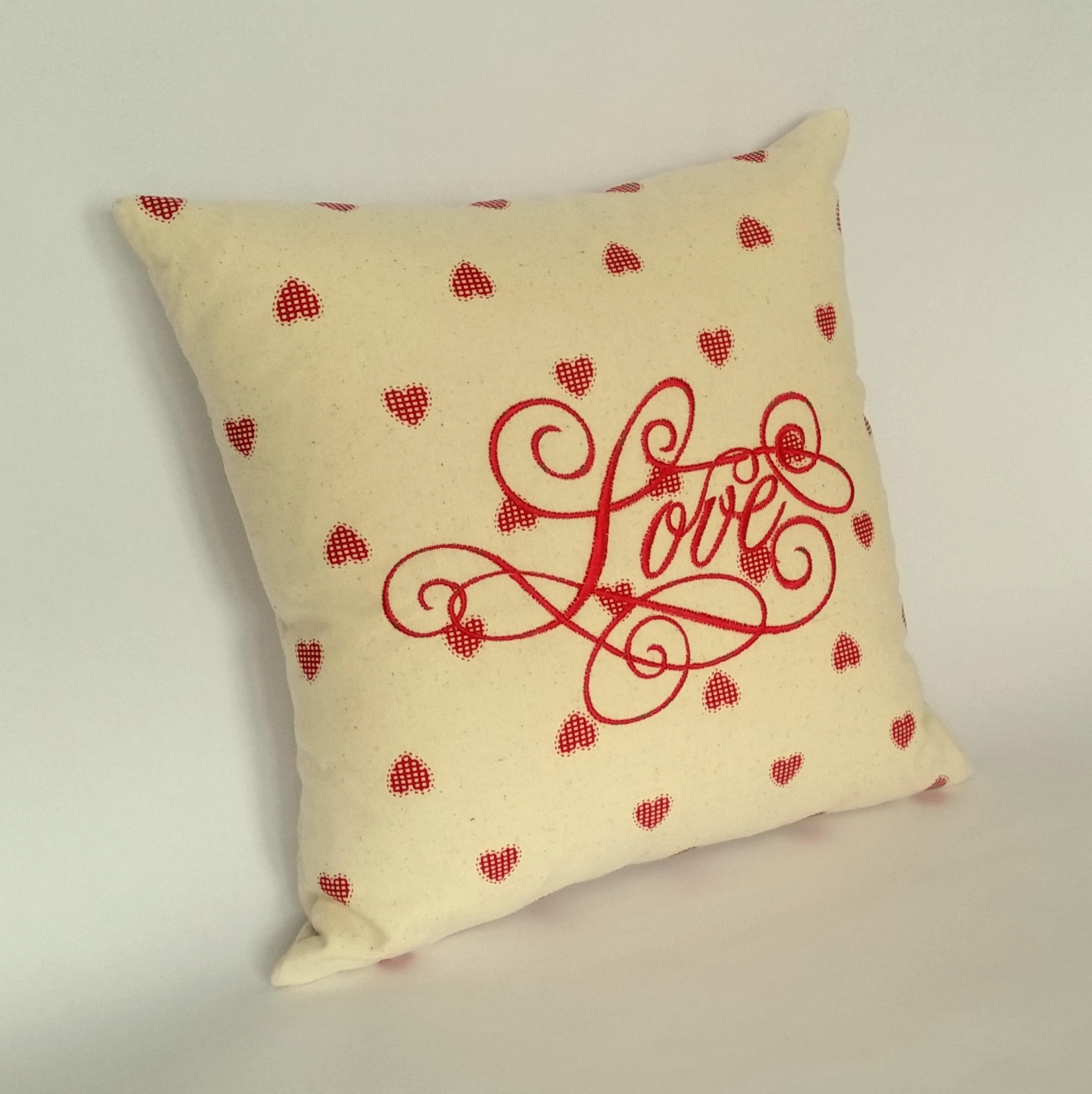 Embroidered Love Cushion Cover Love pillow love and hearts Etsy