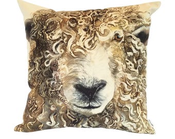 Longwool Ram Cushion Cover, ram pillow, farm animals, farmyard faces, farming gifts, gifts for animal lovers, rural life, countryside