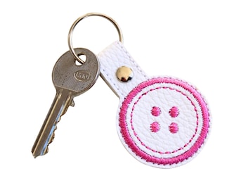 Embroidered Button Keyfob, Sewing Gifts for Crafters, button themed gift ideas