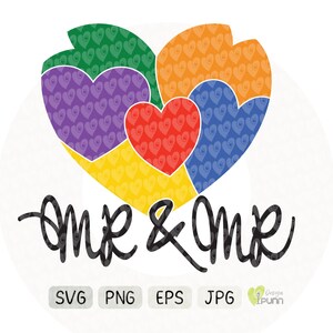 Mr and Mr , LGBTQ Herz , SVG für Cricut und Silhouette