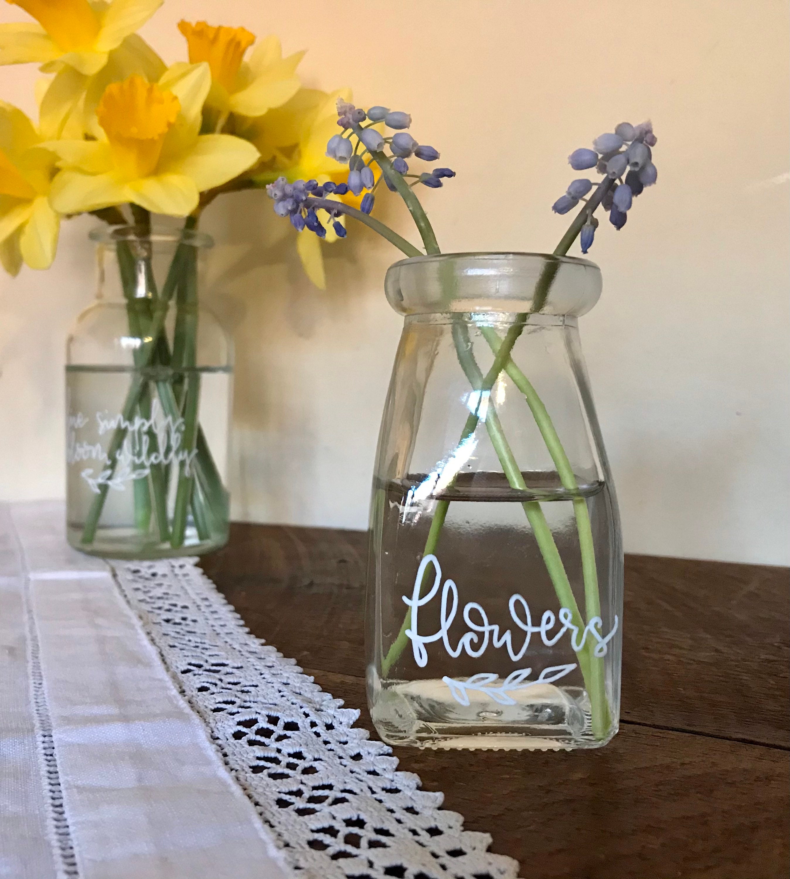 Personalised Glass Vase Personalised Bottle Flower Gifts Etsy