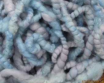 Hilo artístico hilado a mano, hilo grueso azul cielo, tejido para colgar en la pared