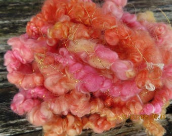 Hilo artístico hilado a mano: cítricos, rosa, dorado, grueso