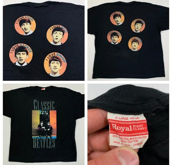 BEATLES 50⁄50 Vintage 80s T-shirt Sz Xl I Love John Paul BEATLES 50⁄50 Vintage 80s T-shirt Sz Xl I Love John Paul