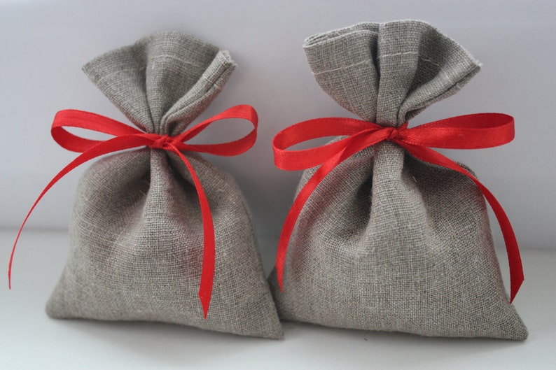 Set of 130 Wedding Favor Bags Grey Linen Favor Bags Medium 4 x 6
