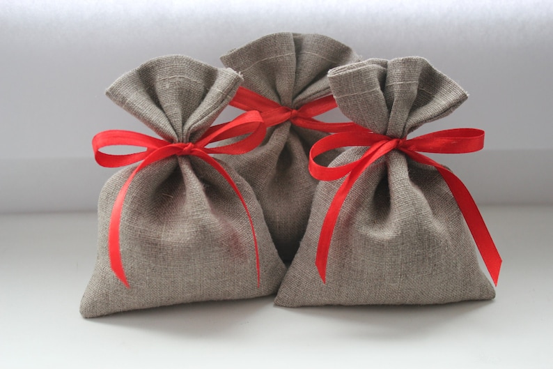 Set of 130 Wedding Favor Bags Grey Linen Favor Bags Medium 4 x 6