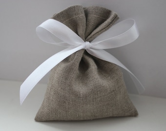 Wedding favor bags, Grey linen favor bag, Fabric gift bags, Small pouches, Baby shower drawstring pouch, Birthday gift bags, Favour bags