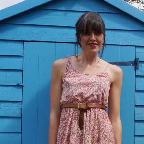 90s Floral Dress, Asymmetric Multi-Coloured Floral Sun Dress, Vintage Sun Dress, Womens Sundress, Midi Dress, Boho Dress, Summer Dress