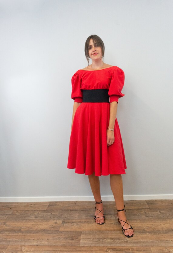 Vintage 1980s Zandra Rhodes Full Skirt Midi Dress, - image 2