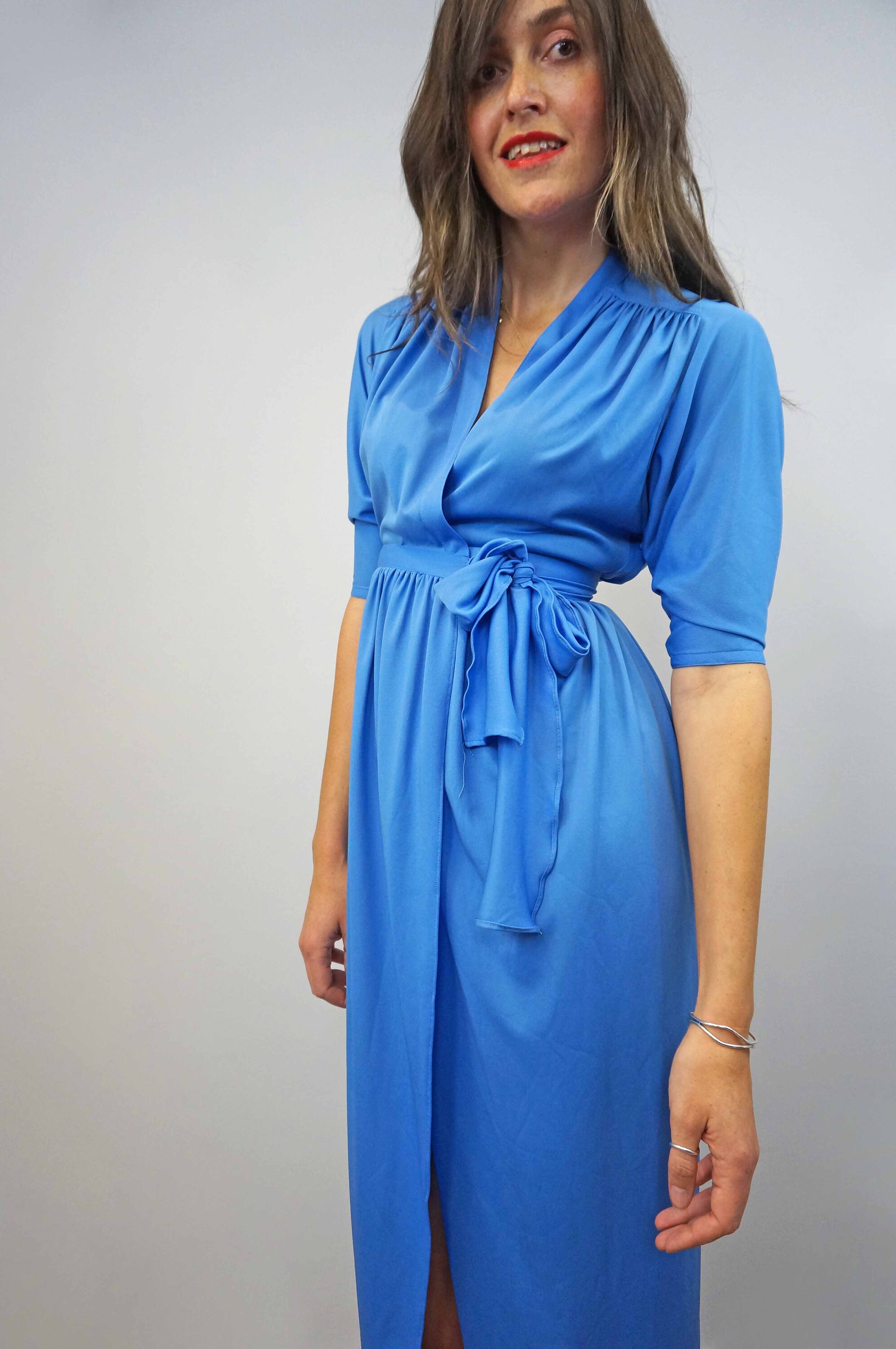 Vintage 70s Ossie Clark Wrap Dress Long Blue Wrap Dress With - Etsy UK